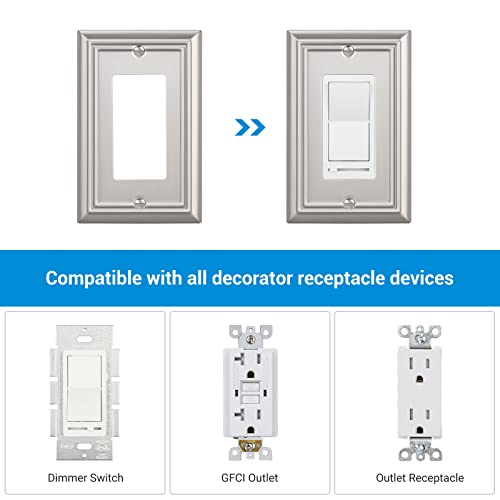 Dewenwils 4-Pack Metal Wall Outlet Cover, Decorator Wall Plates For Receptacle, Gfci Outlet, Dimmer Switch, Satin Nickel #TOP2