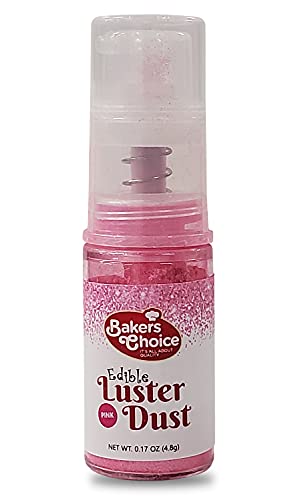 Edible Glitter - Pink Edible Luster Dust - 4.8 grams - Pink Edible Glitter For Cakes, Cookies, Cupcakes, Cake Pops, Chocolate and Fondant - Dairy Free, Kosher - Baker’s Choice