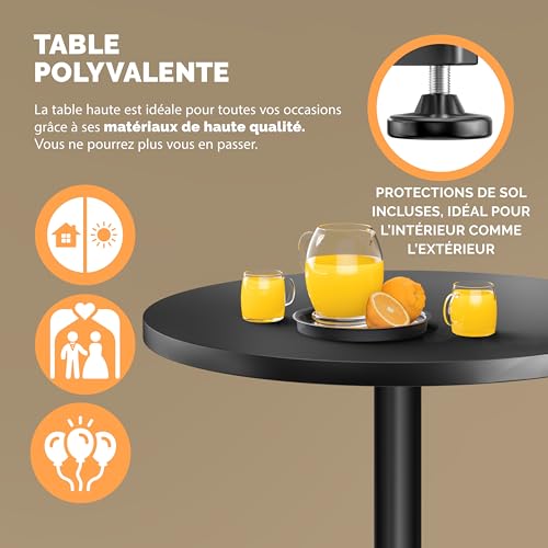 Lot 2 Tables de Bar Pliantes Réglables 60cm Casaria