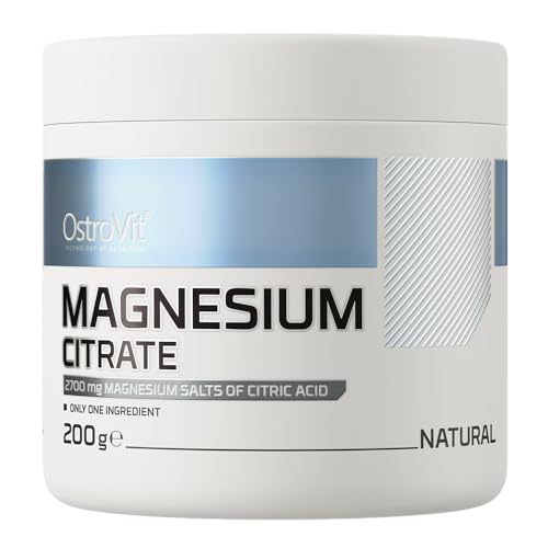 OSTROVIT Magnesium Citrate 1er pack 200g 74 Servings Portionen Magnesiumcitrat Keine Aromen und Farbstoffe Muskelkrämpfe Mudigkeit Nervensystem Gut Verfügbar