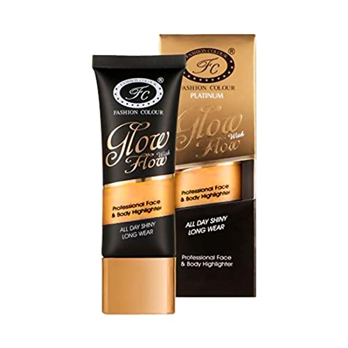 Image of FASHION COLOUR Glow with Flow Professional Face & Body Highlighter | All Day Shinny | Long Wear | Highlighter for Face & Body | Illuminating Liquid Highlighter with Dewy finish | 35ml | Shade 03