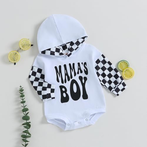 Baby Boy Fall Clothes Long Sleeve Pullover Checkerboard Hoodie Romper Sweatshirt Mama Boy Outfits Sweater Jumpsuit3