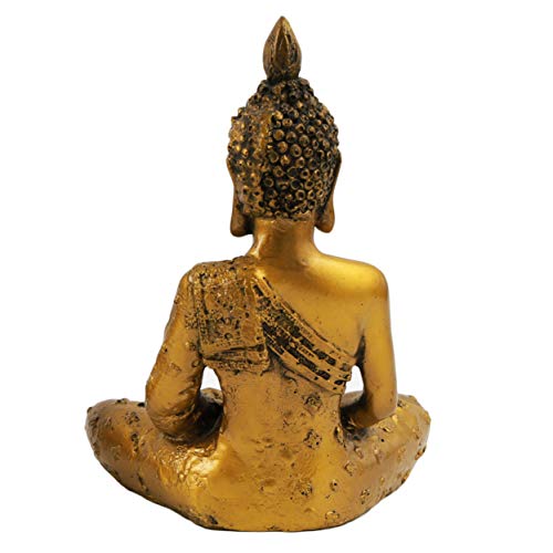 Image of TIED RIBBONS Decorative Buddha Idol Statue Showpiece Decoration Items for Home Decor Living Room Bedroom Pooja Office Desk Table Top Wall Shelf Gifting, 14 cm , 8 cm, Gold