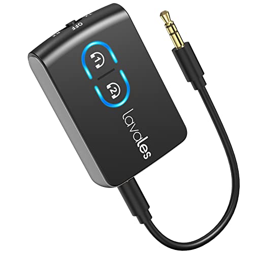 Lavales Bluetooth 5.3 Transmitter Receiver For In-Flight Tv To 2 Airpods/Headphones, Bluetooth Adapter For 3.5Mm Jacks On Airplane, Aptx Adaptive/Low Latency For Tv/Pc/Gym/Cars #TOP3