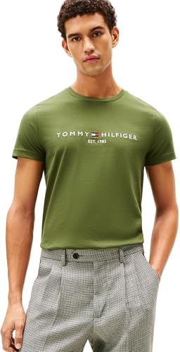 Tommy Hilfiger Tommy Logo tee Mw0Mw11797 Camiseta S/S, Green (Mountain Pine), L para Hombre