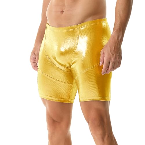 Mens Faux Leather Boxer Shorts Wet Look Flat Front Shorts Slim Short Pants2