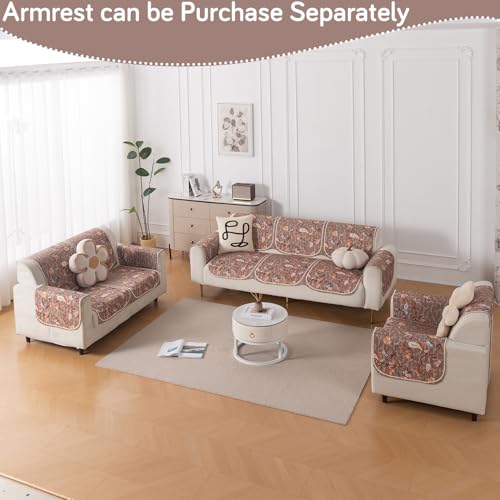 Image of HOKIPO HeavenHue Sofa Cover 6 Seater Panel Set 3+2+1, Vintage Bloom