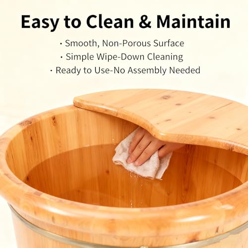 Cubo de Madera para Spa de Pies 40cm con Tapa y Banqueta miniatura 4
