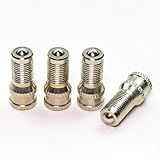 Double Seal Valve stem Extension caps Flow Through tire Valve Extender Metal Valve stem Extenders for Inflating auto car Truck Bus RV semi Tires (4 Pack)