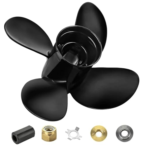Image of Aluminum Boat Propeller(Interchangeable Hub Kits Included) Compatible with Mercury Engines 30hp 40hp 48hp 50hp 55hp 60hp,13 Spline,4 Blades,RH