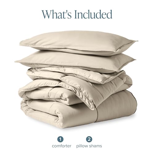 Image of Bare Home Comforter Set - Full Size - Ultra-Soft - Goose Down Alternative - Premium 1800 Series - All Season Warmth (Full, Sand)