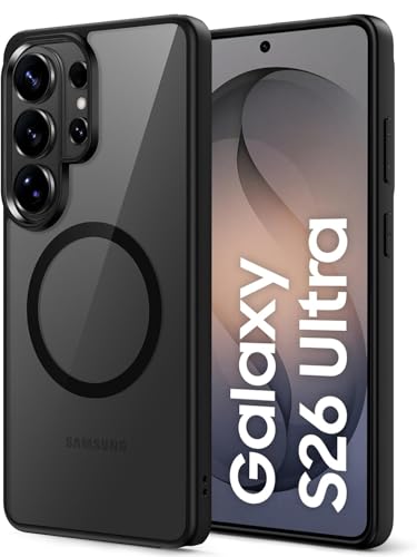 Image of DIZORO Compatible with Samsung S26 Ultra Case,Compatible with MagSafe, Non Yellow Military-Grade Drop Protection & Hard PC Back Cover Transparent Anti-Scratch Shockproof Phone Case (Black)