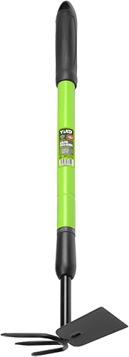 Azada telescópica de jardín, herramienta de cultivo y deshierbe de doble cabezal con mango ajustable, azada de mano ligera para exteriores para