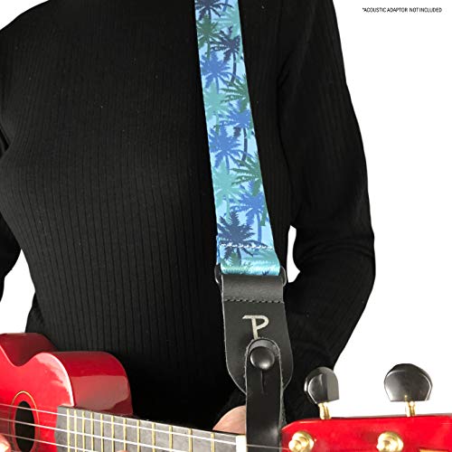 P Perri's Leathers Ltd. Guitar Strap, Blue Palm Trees (Uklpcp-7092) #TOP5
