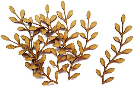 10pcs Wooden Branch Leaf Tree Craft Shape MDF Blank Embellishment Laser Cutout Decoration (2,5cm), Natural
