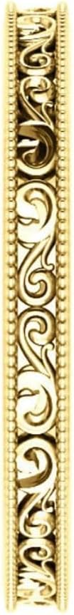 SilverDia Vintage Victorian Style Filigree Matching Scroll Layering Band 14K Gold Plated Sculptural Woman Wedding Band 925 Sterling Silver Lace Stackable Band Handmade Milgrain Flush Band