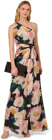 Adrianna Papell Women's One Shoulder Chiffon Gown | Long Evening ...