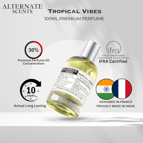Image of Alternate Scents Tropical Vibe 100ml Perfume | Warm Spicy Blend with Seductive Notes | 30% Oil Concentration | Long Lasting Fragrance for Men & Women | Made in India
