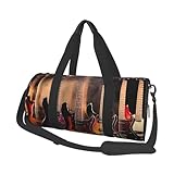 Cool Electric Guitar Travel Duffel Bag Sports Gym Bag, Lightweight Overnight Weekender Bag With Shoes Compartment Yoga Gym Sports Bag For Men Women