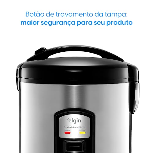 Panela de Arroz Elétrica Gran Rizzo 700W Elgin Antiaderente 10 Xícaras 110V com acessórios