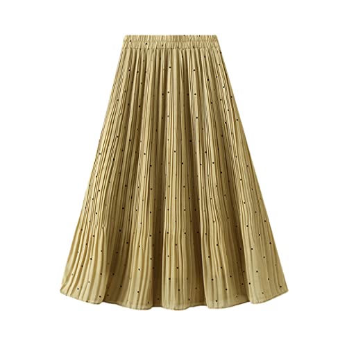 Jupe plissée en mousseline de soie à taille haute élastique anti-plis