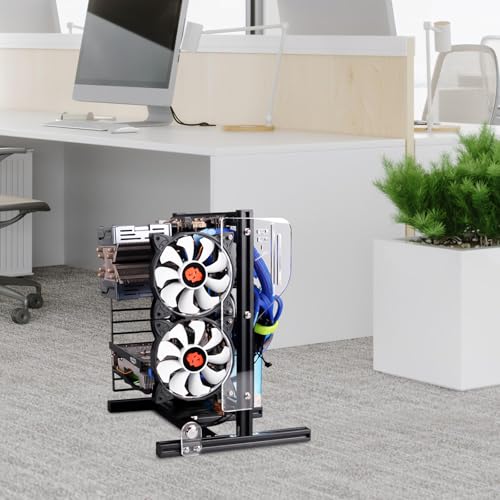 Gabinete Open Air ATX/ITX/MATX para PC, estructura vertical de aluminio con disipación térmica, color negro miniatura 5