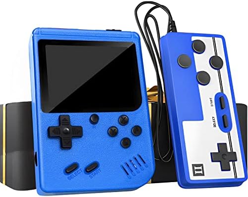Handheld Game Console , 400 Handheld Classic Games, 3 inch LCD Screen and Additional Controller, Portable Retro Handheld Game Console, Retro Game Console Support for Connecting TV & Two Players (Blue)