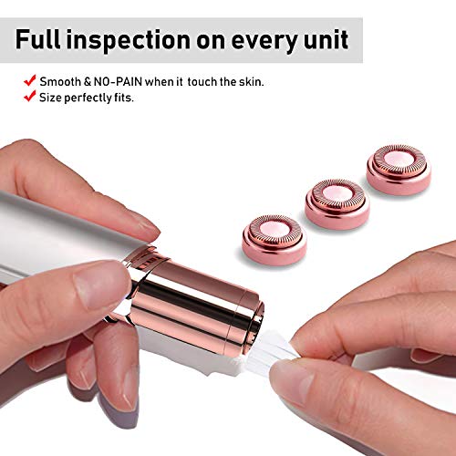 Facial Hair Remover Replacement Heads, Fit all Hair Remover Best Finishing and Soft Touch As Seen On TV, 18K Gold-Plated Rose Gold, 4 Count