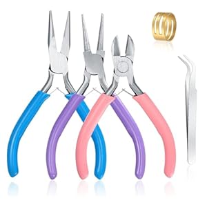 3 Pcs Jewelry Pliers Set – Needle Nose, Round Nose and Wire Cutters for Jewelry Making, Repair and Crafts，Wire Wrapping Beading Crafts Pliers…