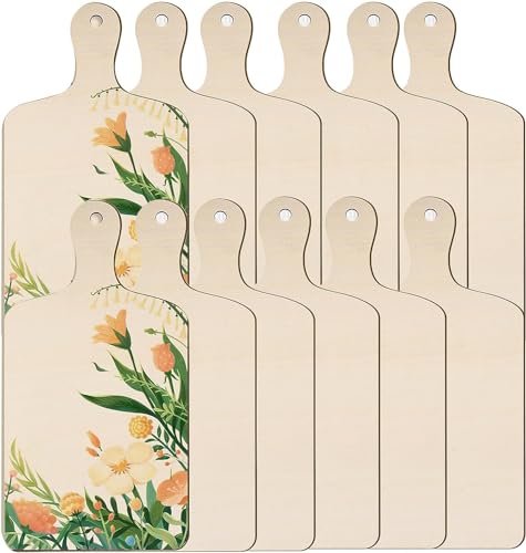 Nvanvmm 20 mini taglieri in legno con manico, in legno grezzo, per salumi, piccoli taglieri vuoti, per fai da te, decorazione della cucina, forniture per feste estive, 24 x 9 cm (12, M), -289