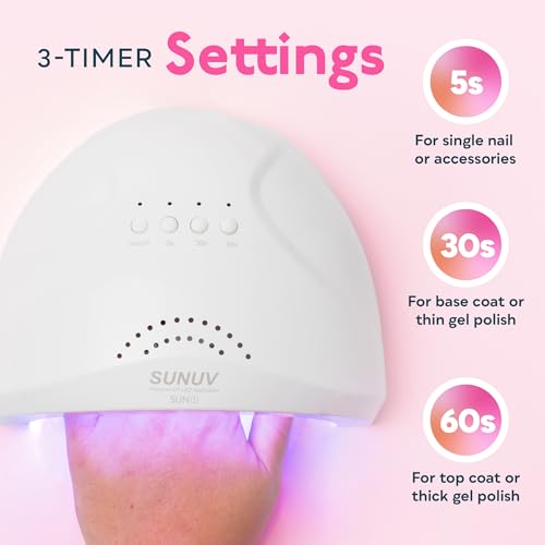 SUNUV UV LED Nail Lamp, Gel Light for Nail Polish UV Dryer with 3 Timers SUNone White - Image 4