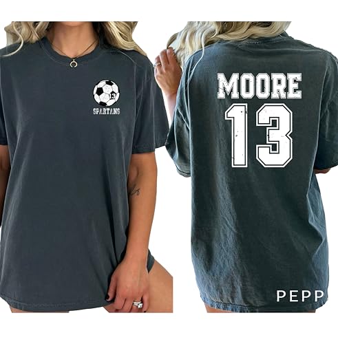 Custom Soccer Mom, Comfort Colors, Soccer Number Shirt, Custom Name Shirt, Sports Shirt, Jersey Number, Sports Mama Multicolor2