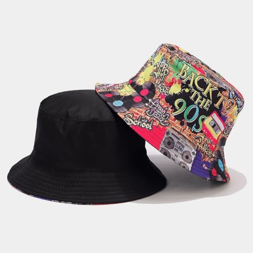 Image of Quanhaigou Bucket Hat for Men Women,Packable Reversible Printed Sun Hats,Fisherman Outdoor Summer Travel Hiking Beach Caps