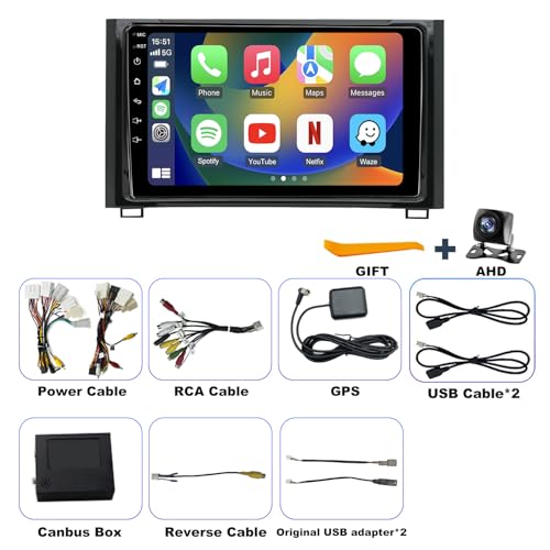 Image of 4G+64G Upgrade Android Car Radio for Toyota Tundra 2014-2021, Car Audio HD 9inch Touchscreen Setero Head Unit Wireless Carplay Android Auto GPS Navigation SWC DSP Bluetooth Backup Camera 5GWiFi FM