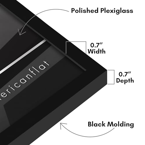 Americanflat 20x20 Picture Frame with Polished Plexiglass - Streamline Collection - Thin Border Square Frame for Wall Display - Hanging Hardware Included - Black