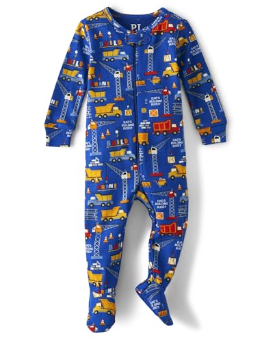 Image of The Children'S Place Baby-Boys And Toddler Long Sleeve 100% Cotton Zip-Front One Piece Footed Pajamas