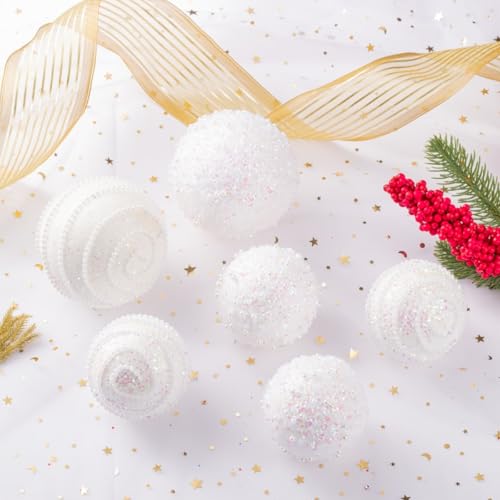 ChrisWish White Christmas Ball Ornaments, Christmas Ball Decorations Shatterproof Plastic Hanging Pearl Balls for Holiday Party(70mm/2.76", 12ct) - image 4