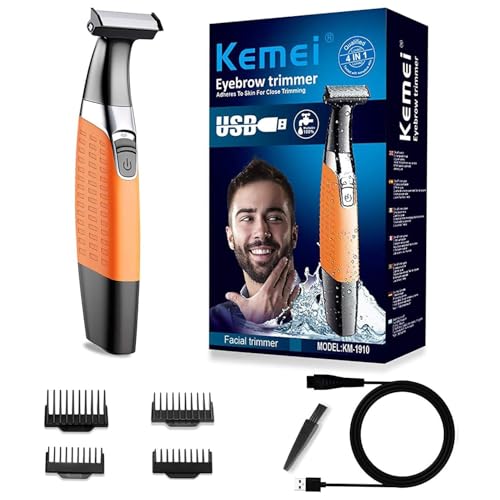 KEMEI Electric Shavers Beard Trimmer Men Washable Beard Grooming Cordless USB Rechargeable Body Groomer and Hair Remover for Eyebrow Beard Facial& Body Hair for Men and Women