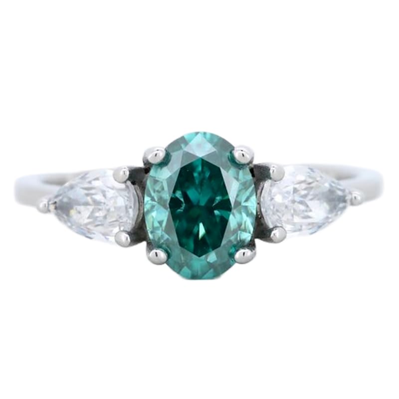 Bague argent 925 et moissanite verte pour un éclat durable sans ternir