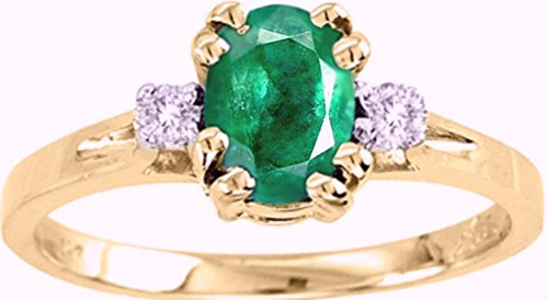 Anillo de oro amarillo de 14 quilates con diamante y esmeralda Anillo de oro amarillo de 14 quilates con diamante y esmeralda