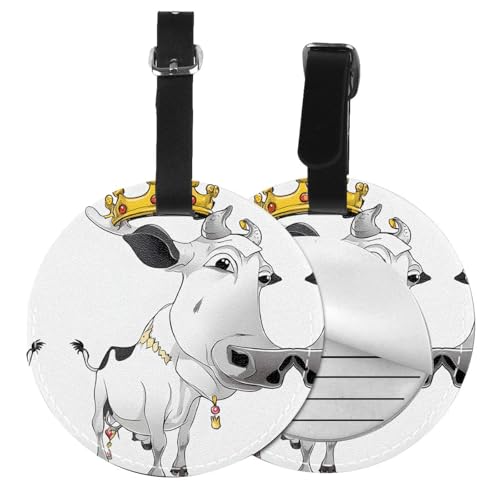 Étiquettes de bagage en PVC imperméables lot de 6 avec attache solide et imprimé vache laitière