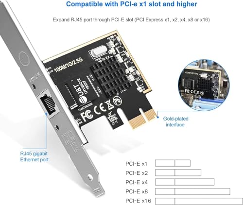 Image of EDUP 2.5GBase-T PCIe Network Adapter with 1 Port, 2500 /1000 /100Mbps Express Gigabit Ethernet Card RJ45 Controller, 2.5Gbps LAN PCIE Card, Support Windows Server /Windows 10 /8.1 /8 /7