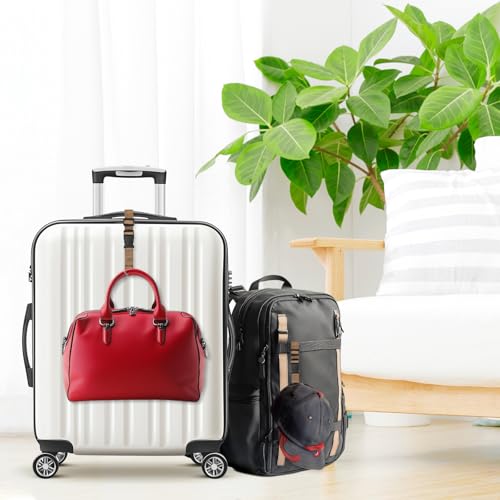 Image of M METERXITY 2-Pack Add A Bag Luggage Strap, Adjustable Suitcase Belt for Connecting Handbag /Backpack /Jacket, Luggage Connector [Brown]