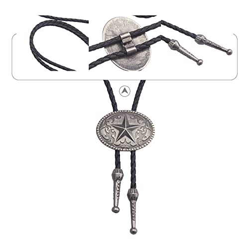 Image of GelConnie Bolo Ties for Men Women Western Cowboy Tie Mens Western Necklace Leather Necktie Gold Bolero Tie Cowboy Necklace