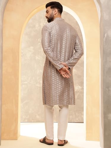 Image of SOJANYA (Since 1958 Men's Cotton Rayon Shiny Thread Sequinned Kurta Set