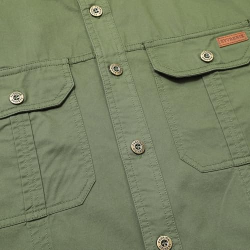 Zyvrenix Men's Long Sleeve Button Down Cotton Shirts with Pockets Green 3XL - image 4