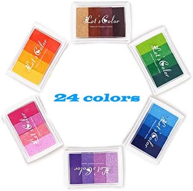Ralaland Ink Pads Set Fingerprint Ink pad Non-Toxic for Rubber Art Craft Stamps (24 Colors)