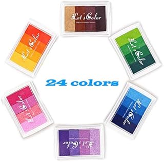Ralaland Ink Pads Set Fingerprint Ink pad Non-Toxic for Rubber Art Craft Stamps (24 Colors)