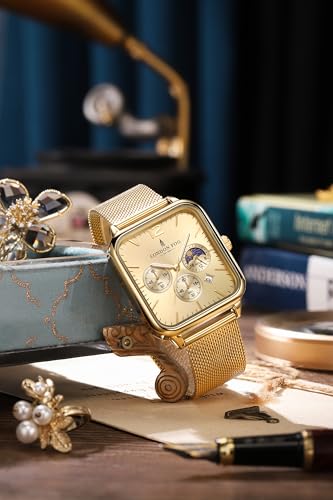 Image of London Fog Hampstead Collection Chronograph Watch for Men with Square Dial, Luminous Hands & Hour Markers, Date Display & Mesh Metal Strap - LFM10007