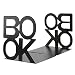 Bookends Book End Book Organizer，KIXIGO Cute Fashion Book Style Nonskid Library School Office Home Study Metal Bookends Art Bookend Kitchen Book Shelf，1 Pair (Black)